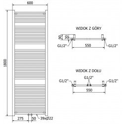 Mexen Mars Fürdöszobai radiátor 1500 x 600 mm, 575 W, króm - W110-1500-600-00-01 Törölközö száritó radiátor Törölközö száritó radiátor Fürdöszobai radiátor