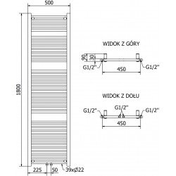 Mexen Mars Fürdöszobai radiátor 1800 x 500 mm, 814 W, antracit - W110-1800-500-00-66 Törölközö száritó radiátor Törölközö száritó radiátor Fürdöszobai radiátor