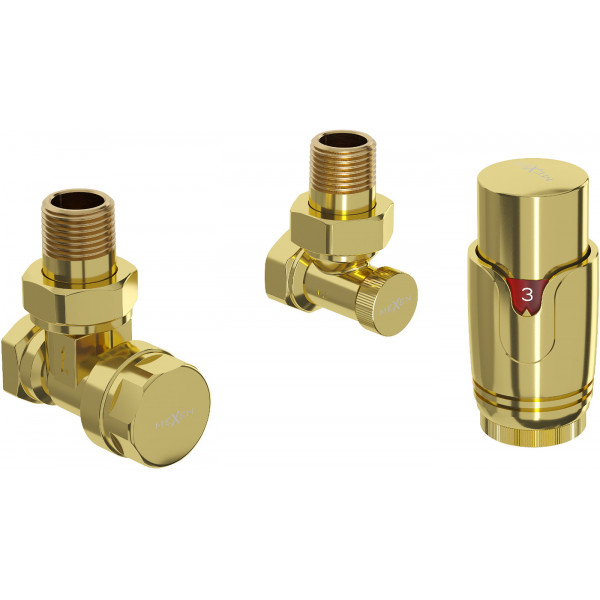 Mexen G00  termosztatikus szett, szögletes, arany  - W901-900-50 Termosztatikus fej készletek