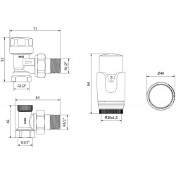 Mexen G00  termosztatikus szett, szögletes, fekete - W901-900-70 Termosztatikus fej készletek Termosztatikus fej készletek 500051 Mexen