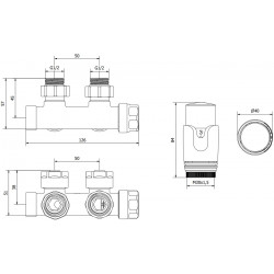 Mexen G00 termosztatikus készlet szögletes, Duplex, DN50, Króm - W907-900-01 Termosztatikus fej készletek