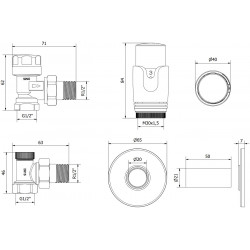 Mexen G00 termosztatikus szett sarokszelep takaróval R, Króm - W901-900-904-01 Termosztatikus fej készletek Termosztatikus fej készletek 500051 Mexen