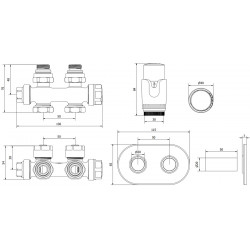Mexen G00 termosztatikus szögletes/egyenes szett burkolattal R, Duplex, DN50, Króm - W908-900-905-01 Termosztatikus fej készletek