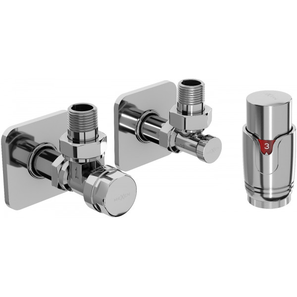 Mexen G00 termosztatikus szögletes készlet takaróval S, Króm - W901-900-909-01 Termosztatikus fej készletek