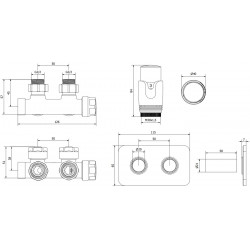 Mexen G00 termosztatikus szögletes készlet takaróval S, Duplex, DN50, fehér - W907-900-910-20 Termosztatikus fej készletek