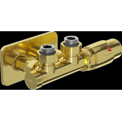 Mexen G00 termosztatikus szögletes készlet takaróval S, Duplex, DN50, arany  - W907-900-910-50 Termosztatikus fej készletek Termosztatikus fej készletek 500051 Mexen