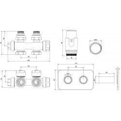 Mexen G00 termosztatikus készlet sarok/egyenes takaróval S, Duplex, DN50, Króm - W908-900-910-01 Termosztatikus fej készletek