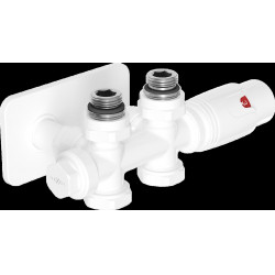 Mexen G00 termosztatikus készlet sarok/egyenes takaróval S, Duplex, DN50, fehér - W908-900-910-20 Termosztatikus fej készletek Termosztatikus fej készletek 500051 Mexen