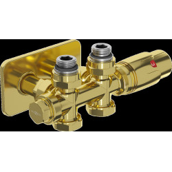 Mexen G00 termosztatikus készlet sarok/egyenes takaróval S, Duplex, DN50, arany  - W908-900-910-50 Termosztatikus fej készletek Termosztatikus fej készletek 500051 Mexen