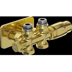 Mexen G00 termosztatikus készlet sarok/egyenes takaróval S, Duplex, DN50, arany  - W908-900-910-50 Termosztatikus fej készletek Termosztatikus fej készletek 500051 Mexen
