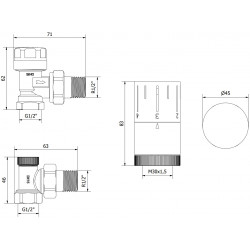 Mexen G05  termosztatikus szett, szögletes, fekete - W901-958-70 Termosztatikus fej készletek Termosztatikus fej készletek 500051 Mexen