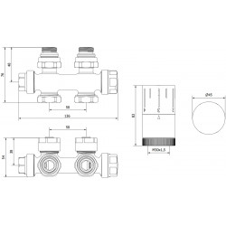 Mexen G05 termosztatikus szett, arany  - W903-958-50 Termosztatikus fej készletek