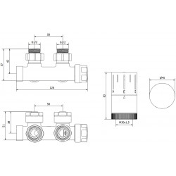 Mexen G05 termosztatikus készlet szögletes, Duplex, DN50, Króm - W907-958-01 Termosztatikus fej készletek