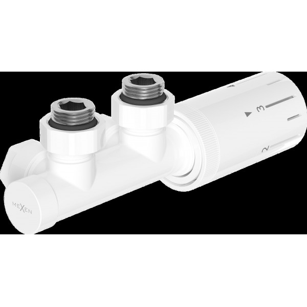 Mexen G05 termosztatikus készlet szögletes, Duplex, DN50, fehér - W907-958-20 Termosztatikus fej készletek