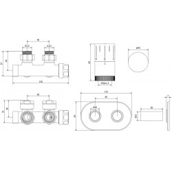 Mexen G05 termosztatikus szett sarokszelep takaróval R, Duplex, DN50, Króm - W907-958-905-01 Termosztatikus fej készletek