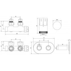 Mexen G05 termosztatikus szett sarokszelep takaróval R, Duplex, DN50, fehér - W907-958-905-20 Termosztatikus fej készletek