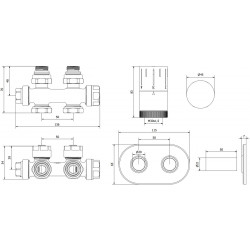 Mexen G05 termosztatikus szögletes/egyenes szett burkolattal R, Duplex, DN50, Króm - W908-958-905-01 Termosztatikus fej készletek
