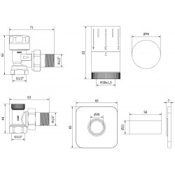 Mexen G05 termosztatikus szögletes készlet takaróval S, fehér - W901-958-909-20 Termosztatikus fej készletek Termosztatikus fej készletek 500051 Mexen