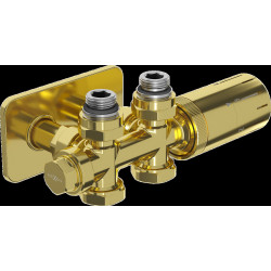 Mexen G05 termosztatikus készlet sarok/egyenes takaróval S, Duplex, DN50, arany  - W908-958-910-50 Termosztatikus fej készletek Termosztatikus fej készletek 500051 Mexen