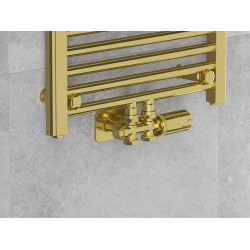 Mexen G05 termosztatikus készlet sarok/egyenes takaróval S, Duplex, DN50, arany  - W908-958-910-50 Termosztatikus fej készletek Termosztatikus fej készletek 500051 Mexen