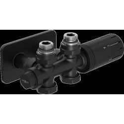 Mexen G05 termosztatikus készlet sarok/egyenes takaróval S, Duplex, DN50, fekete - W908-958-910-70 Termosztatikus fej készletek Termosztatikus fej készletek 500051 Mexen