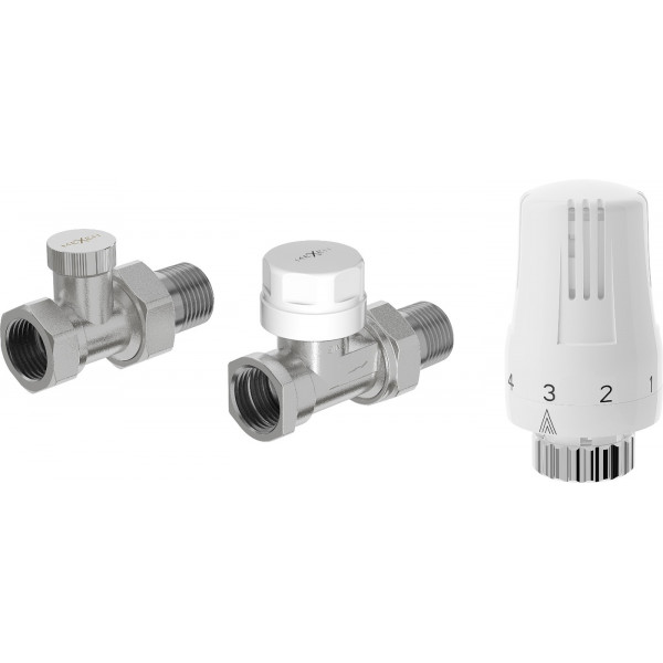 Mexen G01 termosztatikus készlet, egyenes, nikkel - W914-012-918-01 Termosztatikus fej készletek