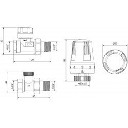 Mexen G01 termosztatikus készlet, egyenes, nikkel - W914-012-918-01 Termosztatikus fej készletek Termosztatikus fej készletek 500051 Mexen