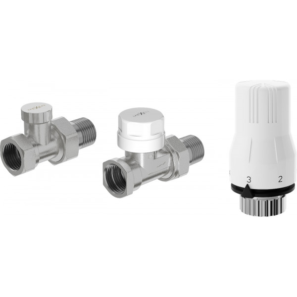 Mexen G02 termosztatikus készlet, egyenes, nikkel - W914-012-928-01 Termosztatikus fej készletek