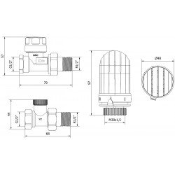 Mexen G03 termosztatikus készlet, egyenes, nikkel - W914-012-938-01 Termosztatikus fej készletek Termosztatikus fej készletek 500051 Mexen