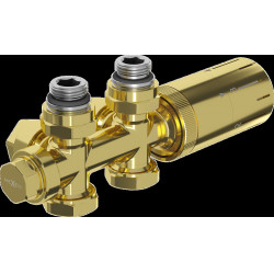 Mexen G05 szögletes/egyenes termosztatikus készlet, Duplex, DN50, arany  - W908-958-50 Termosztatikus fej készletek Termosztatikus fej készletek 500051 Mexen
