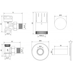 Mexen G05 termosztatikus szett sarokszelep takaróval R, Króm - W901-958-904-01 Termosztatikus fej készletek Termosztatikus fej készletek 500051 Mexen