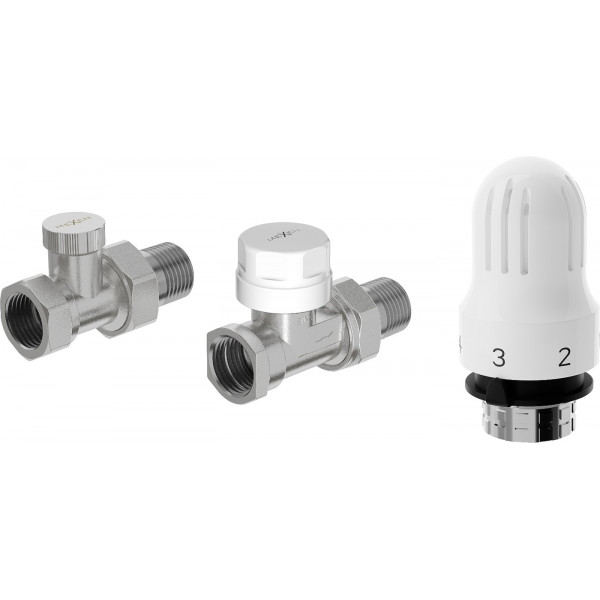Mexen G04 termosztatikus készlet, egyenes, nikkel - W914-012-948-01 Termosztatikus fej készletek