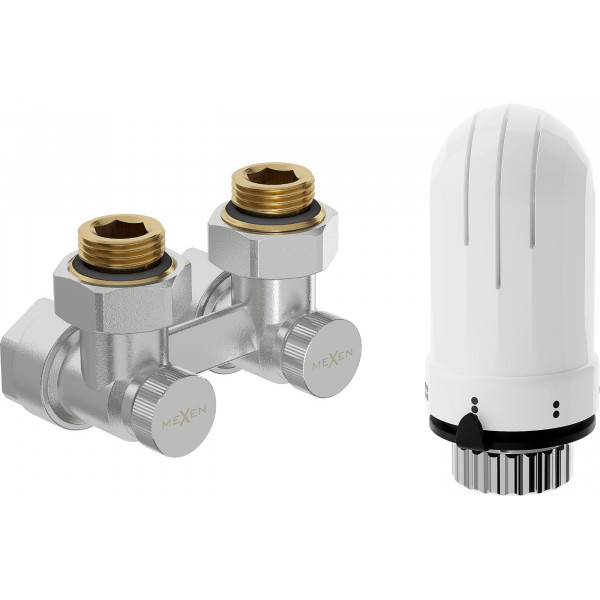 Mexen G03 termosztatikus kettõs csõ DN50 készlet, szögletes 1/2x16 mm, nikkel - W911-016-938-01 Termosztatikus fej készletek