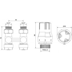 Mexen G02 termosztatikus kettõs csõ DN50 készlet, szögletes1/2x16 mm, nikkel - W912-016-928-01 Termosztatikus fej készletek Termosztatikus fej készletek 500051 Mexen